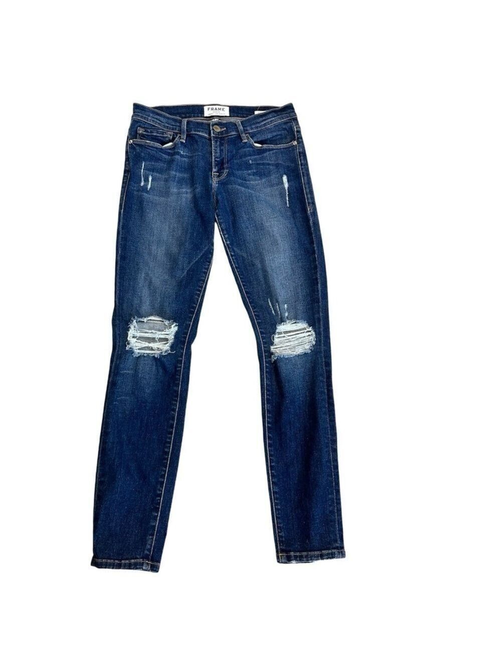 Frame denim le skinny jeanne distressed dark Wash Sz 28